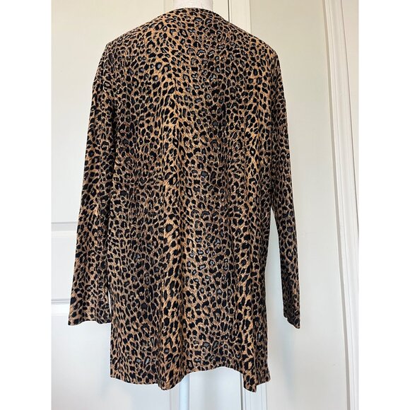 Vtg Sheer Maxima Leopard Print Long Sleeve Top Sz 2X USA Animal Tunic Slit Sides - Picture 2 of 7